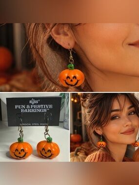 Vintage Russ Fun & Festive Earrings Jack O’Lantern Earrings Russ Berrie